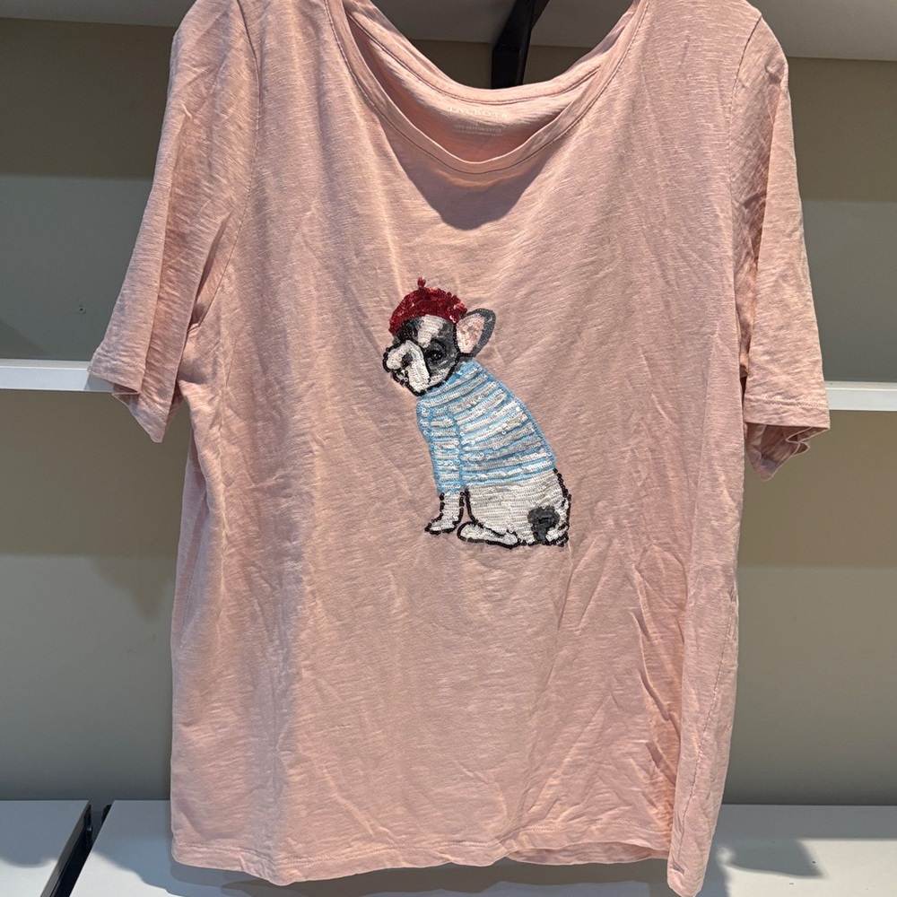 Talbots Blush Dog Graphic Tee